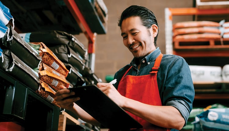 man managing business operations
